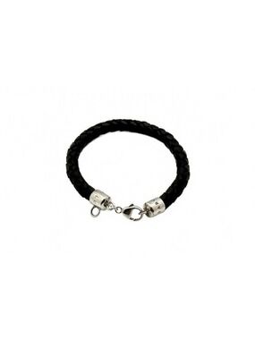 Thomas Sabo Sterling Silver & Black Braided Leather Bracelet 19 cm -Charm Holder